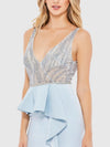 Embellished sleeveless peplum gown - Powder Blue