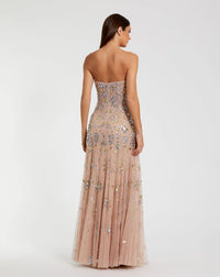 Pink Strapless Sweetheart Embellished Net Gown - Light Rose