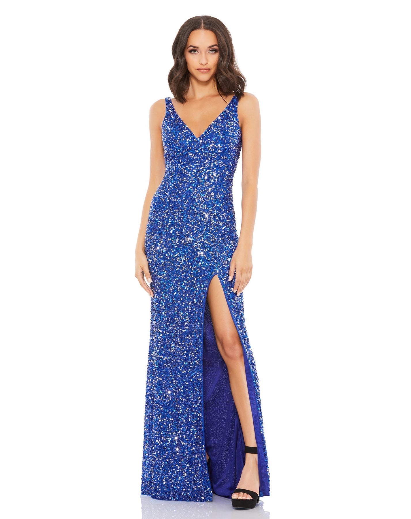 Mac duggal sequin slit gown best sale