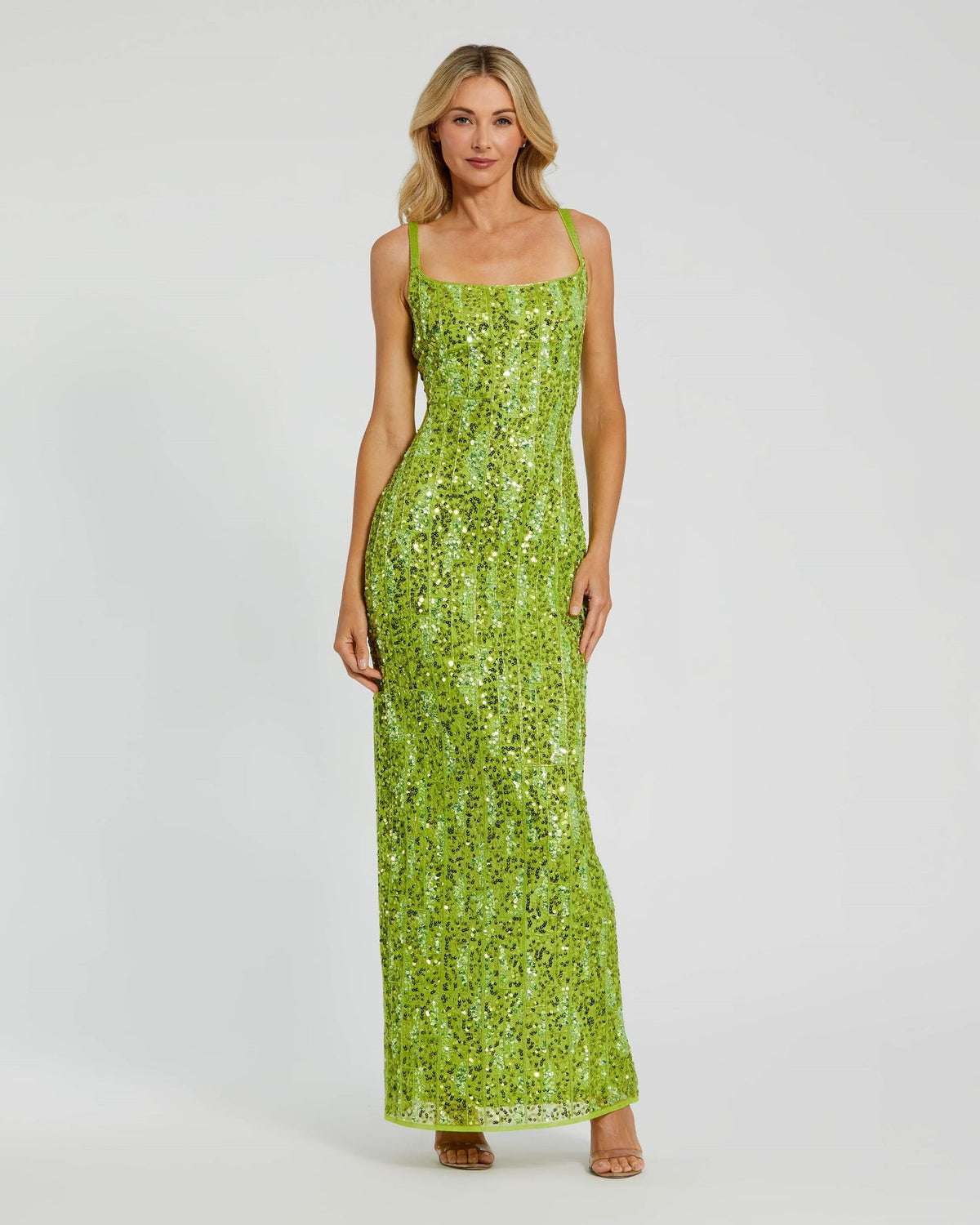 Mac Duggal #10696 Embellished Scoop Neck Gown, Apple Green