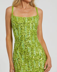 Sequin spaghetti strap slip dress - Apple Green