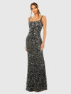 Mac Duggal Sequined Low Back Slip Gown, #10705 Black Sequin