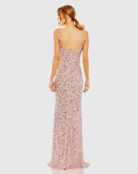 Sequin low back thin strap sequin gown - Pink