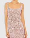 Sequin low back thin strap sequin gown - Pink