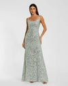 Mac Duggal, Sequin low back thin strap sequin gown - Sage #10705 