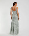 Sequin low back thin strap sequin gown - Sage