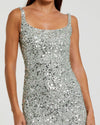 Sequin low back thin strap sequin gown - Sage