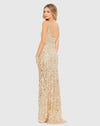 Sequin low back thin strap sequin gown - Gold