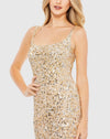 Sequin low back thin strap sequin gown - Gold