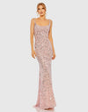 Mac Duggal, Sequin low back thin strap sequin gown - Pink #10705 