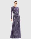 Mac Duggal, Long Sleeve Sequin evening gown Amethyst - #10824