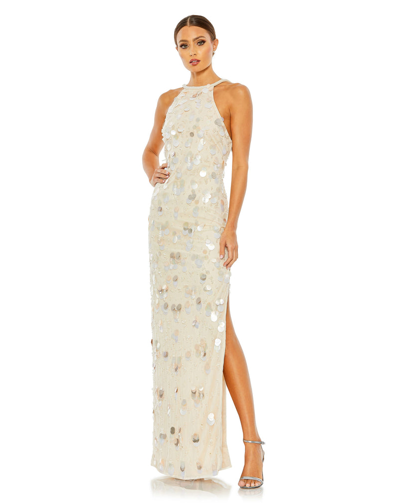 Crystal Column Gown - Porcelain