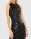 Sequin high neck sleeveless column gown - Black