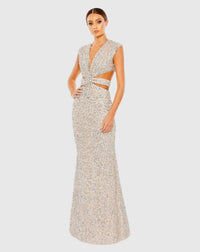 Mac Duggal, Silver Sequin Evening Dress #10919