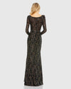 Embellished Long Sleeve Plunge Trumpet Gown - Bronze