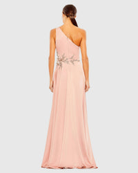 Asymmetric one shoulder embellished gown - Rose Pink