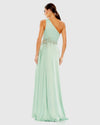 Asymmetric one shoulder embellished gown - Sage