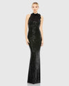 Mac Duggal, Sequin tie neck column sleeveless gown - Black #11280 