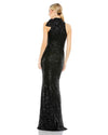 Sequin tie neck column sleeveless gown - Rose Gold