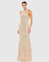 Mac Duggal, Sequin tie neck column sleeveless gown - Rose Gold #11280