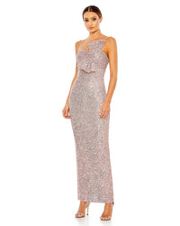 Sequin bow detail column gown - Pink