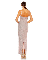 Sequin bow detail column gown - Pink