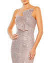 Sequin bow detail column gown - Pink