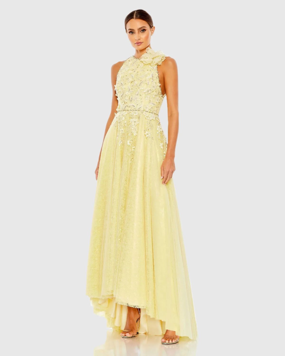 Mac Duggal Crystal Embellished A Line Dress - Lemon #11310