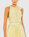 Crystal Embellished A Line Dress - Lemon