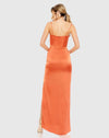 Bustier Side Ruched Bodycon Gown - Orange