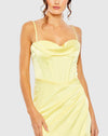 Bustier Side Ruched Bodycon Gown - Yellow