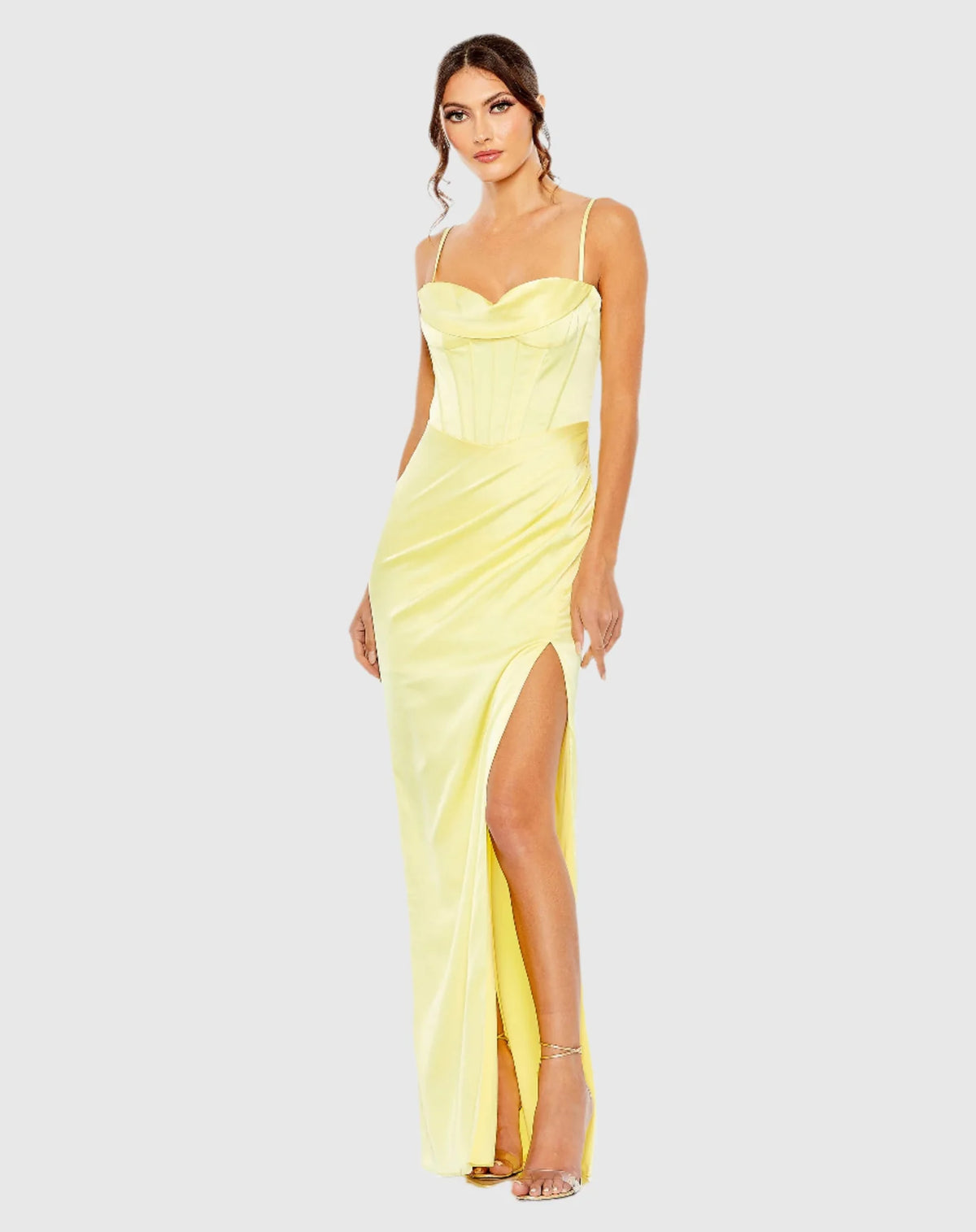 Mac Duggal Bustier Side Ruched Bodycon Gown #11562 Yellow