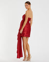 Strapless Ruched Mini Dress - Red