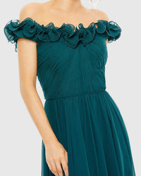 Off The Shoulder A Line Gown - Teal