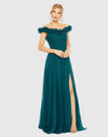 Mac Duggal #11591 Off The Shoulder A Line Gown - Teal 