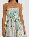 Floral strapless brocade A line gown - Pastel