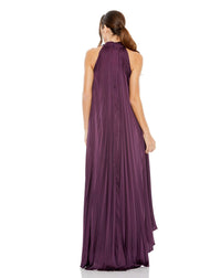 Pleated halterneck gown - Plum