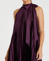 Pleated halterneck gown - Plum