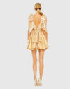 Oversized Bow Deep Ruffle Mini Dress - Gold