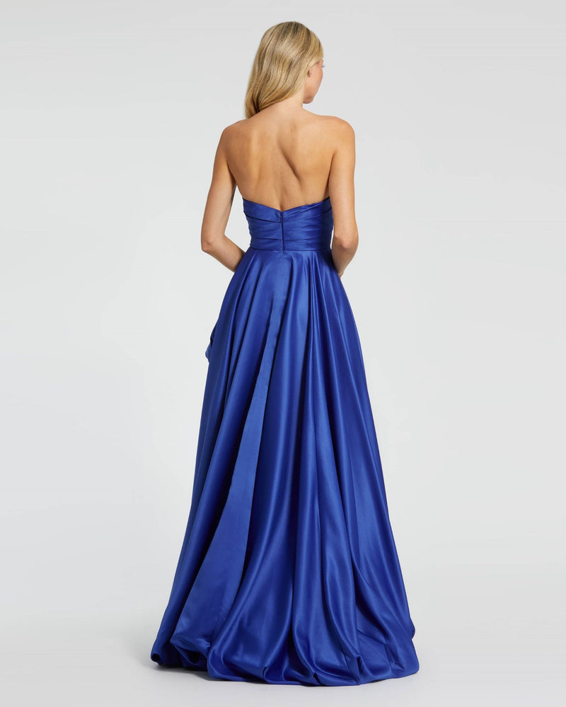 Strapless Ruched Hi Low Dress - Orchid