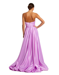 mac duggal dress, wedding guest dress, prom dress, Style #11685, strapless ruched high low gown, purple back view