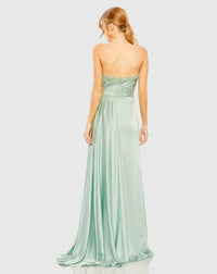 Strapless ostrich feather detail gown - Seafoam