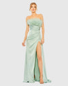 Mac Duggal, Strapless Feather Detail Satin Gown - Seafoam #11690