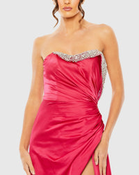 Strapless ruched corset crystal embellished gown - Pink