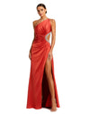 Mac Duggal, Style #11692, Asymmetric crystal jewel embellished cut out gown - Red