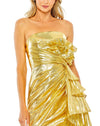 Strapless Metallic Draped Mini Dress - Gold