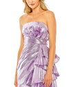 Strapless Metallic Draped Mini Dress - Lilac