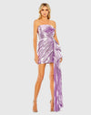 Mac Duggal #11695 Strapless Metallic Draped Mini Dress - Lilac 