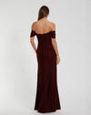 Off-the-Shoulder Velvet Bustier Gown - Wine