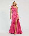 Mac Duggal, Satin asymmetric one shoulder bow detail gown, Pink  #11788